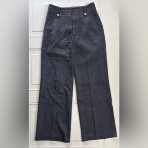 Ted Baker London Women’s Sz 2 Gray Wool Wide Leg Pleated Trousers Pants